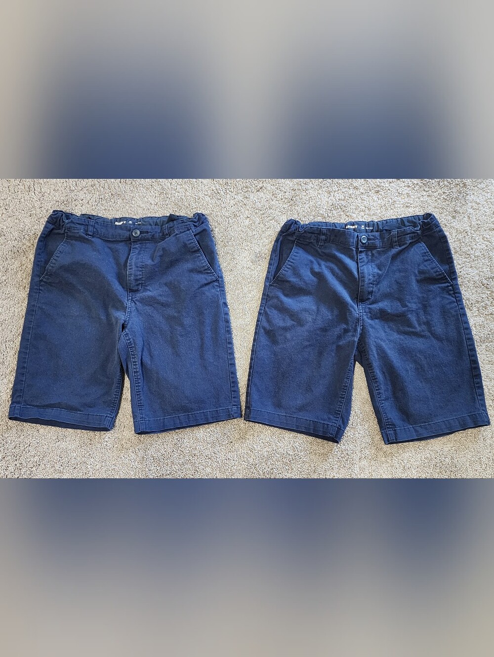 Boys Size 16 Plus Adjustable Built In Flex Navy Uniform Shorts (x2), Old Navy